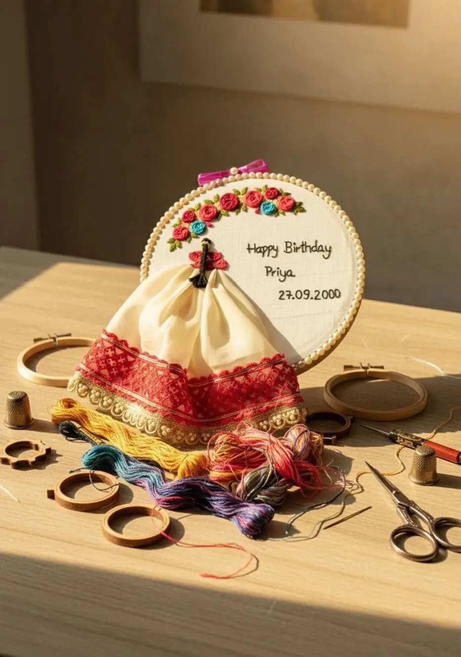 Handmade Embroidered Hoop Art&nbsp; Twirl in Threads Phoolwala Store