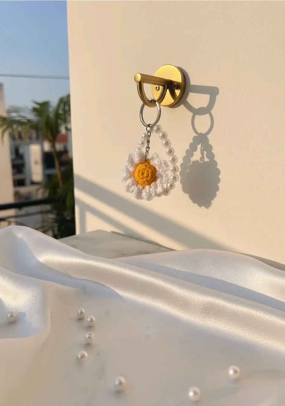 Pearl Petal Handmade Crochet Flower Keychain Phoolwala Store